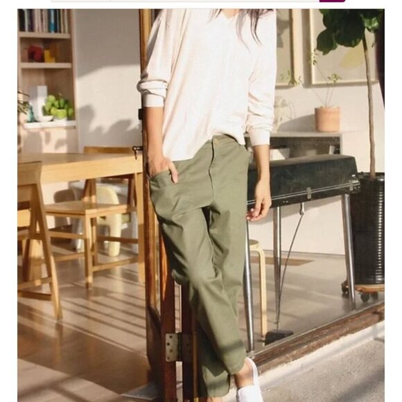 Elizabeth & James Winter Moss Green Utility Cropped Pants Size 10 - Picture 3 of 11